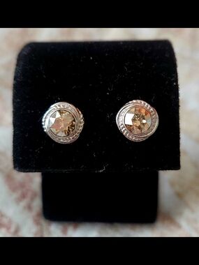 Tocara Champagne Diami Diamond Earrings with Silver Rope Bezel - Women Jewelry